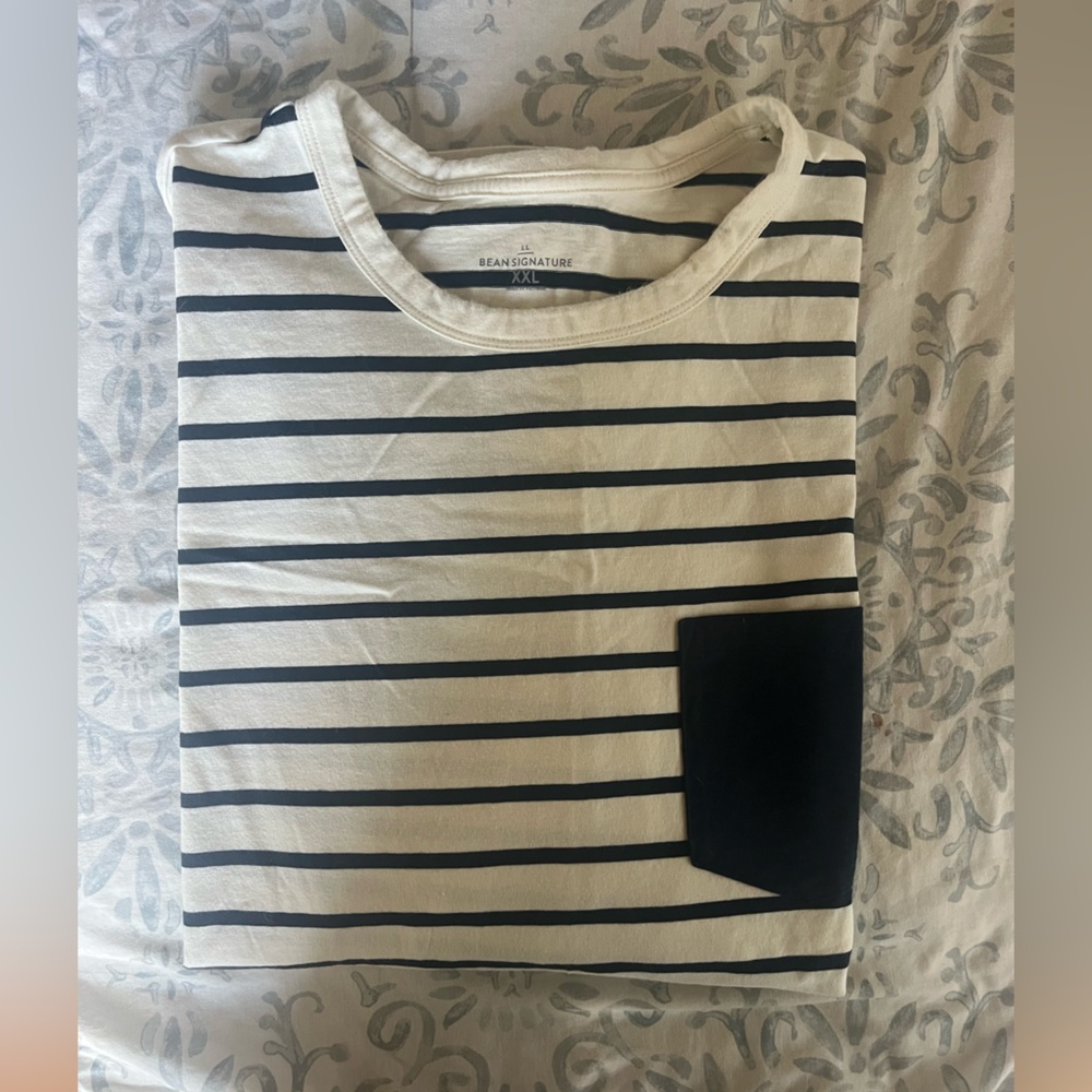 Signature L.L. Bean Men’s Striped T-Shirt XXL – 100% Cotton